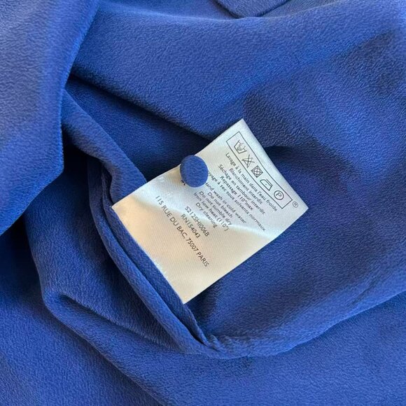Sezane Chlo Silk Shirt Blouse FR36/US4 Electric Blue French Top Classic Causal - Picture 9 of 10